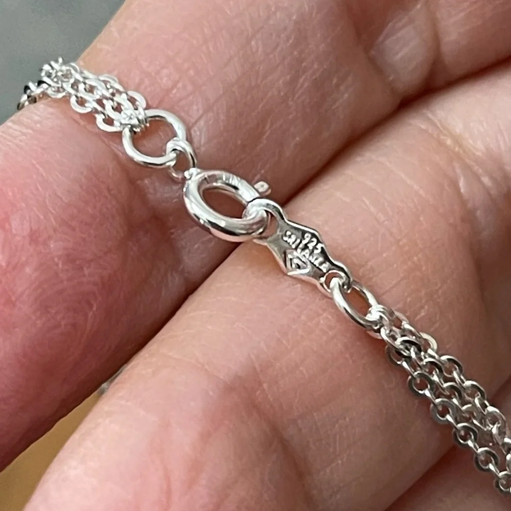 Natural garnet sunburst solid sterling silver pendant & 3 strand chain - Picture 7 of 11